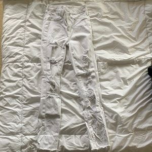 White ripped jeans